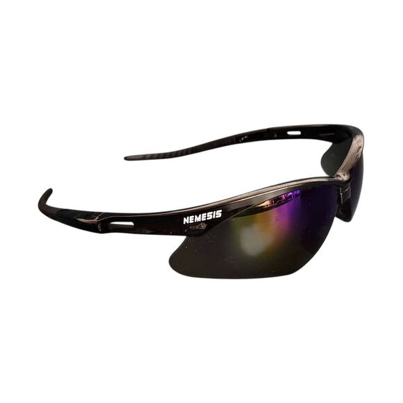 Nemesis Polished Black Gray Lens Sport Wrap Mens Biker Safety Sunglasses - Picture 16 of 16